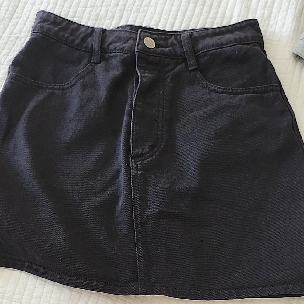 Mini Black Denim Wash Skirt